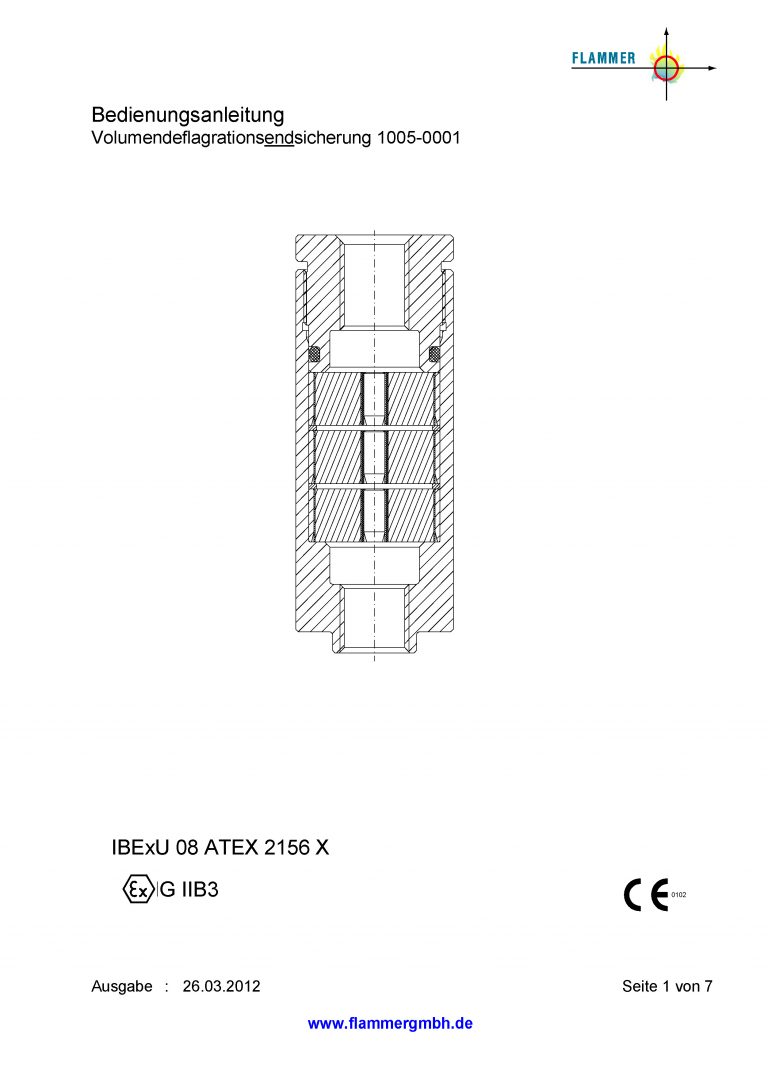 Bedienungsanleitung Volumendeflagrationsendsicherung 1005-0001