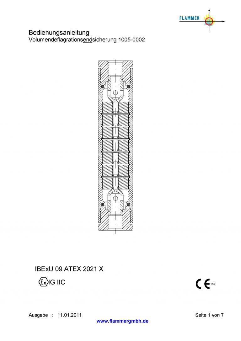 Bedienungsanleitung Volumendeflagrationsendsicherung 1005-0002