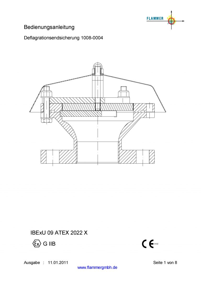 Bedienungsanleitung Deflagrationsendsicherung 1008-0004