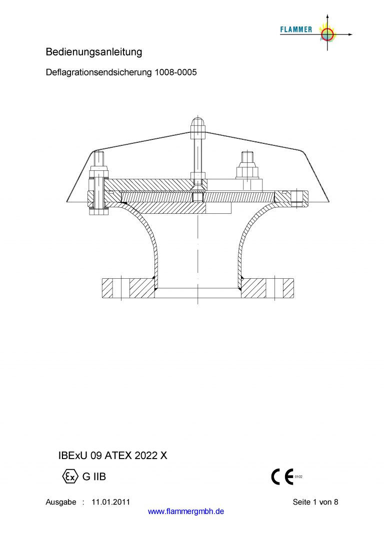 Bedienungsanleitung Deflagrationsendsicherung 1008-0005