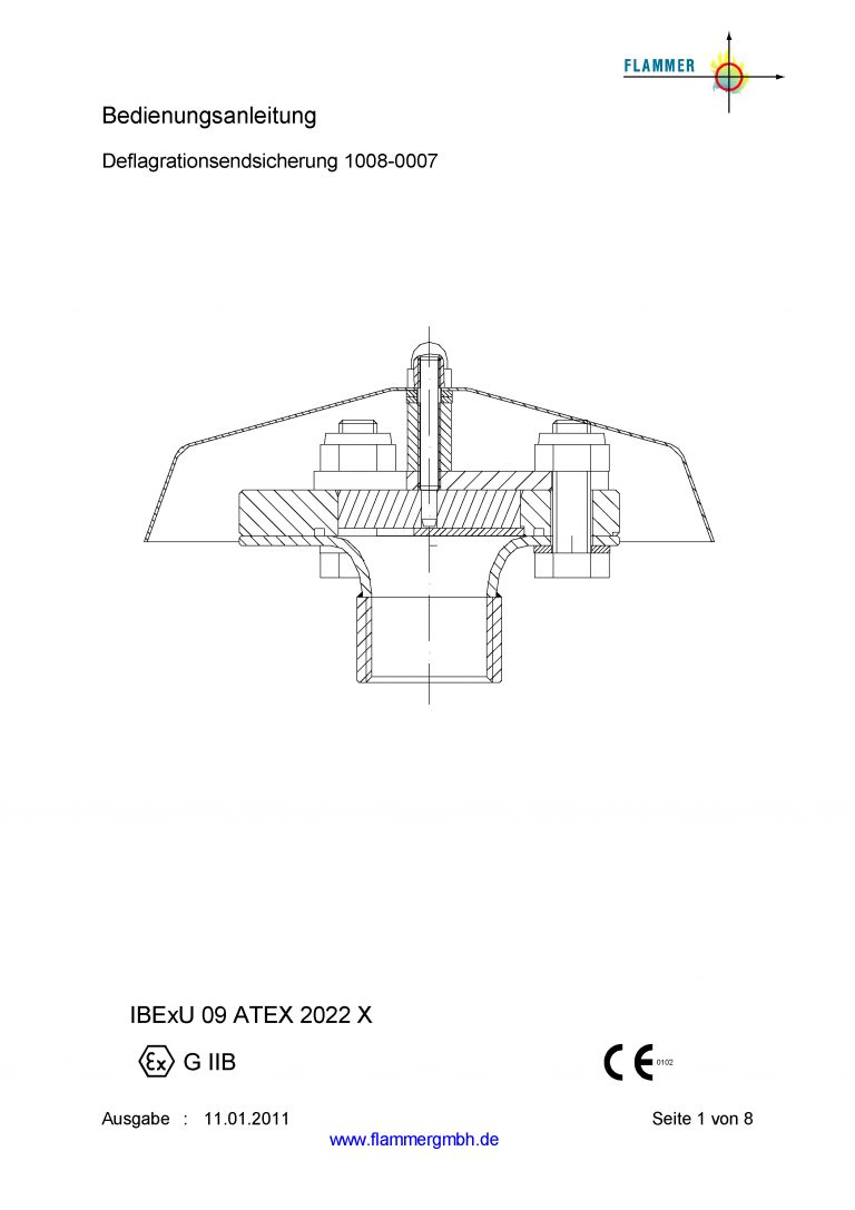 Bedienungsanleitung Deflagrationsendsicherung 1008-0007