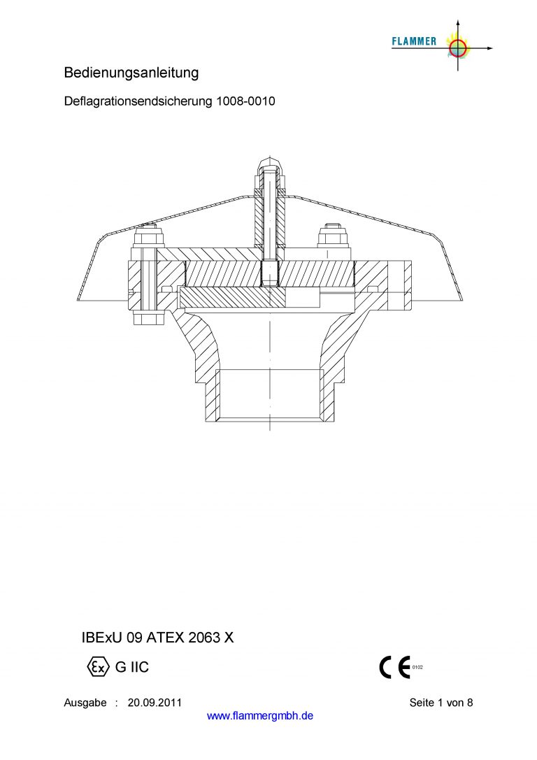 Bedienungsanleitung Deflagrationsendsicherung 1008-0010