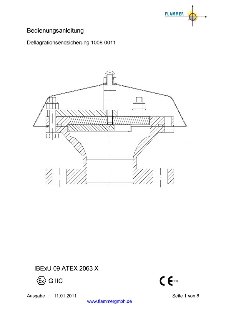 Bedienungsanleitung Deflagrationsendsicherung 1008-0011