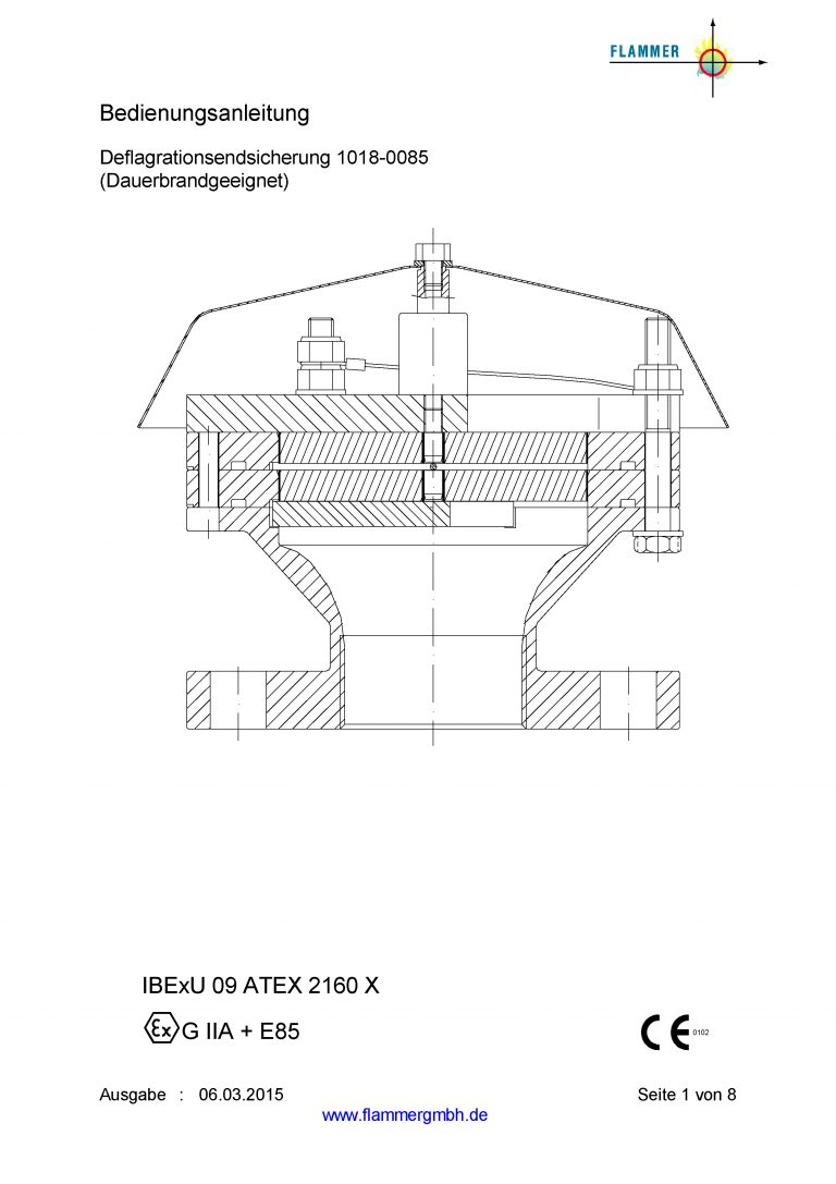Bedienungsanleitung Deflagrationsrohrsicherung 1018-0085 Dauerbrand geeignet