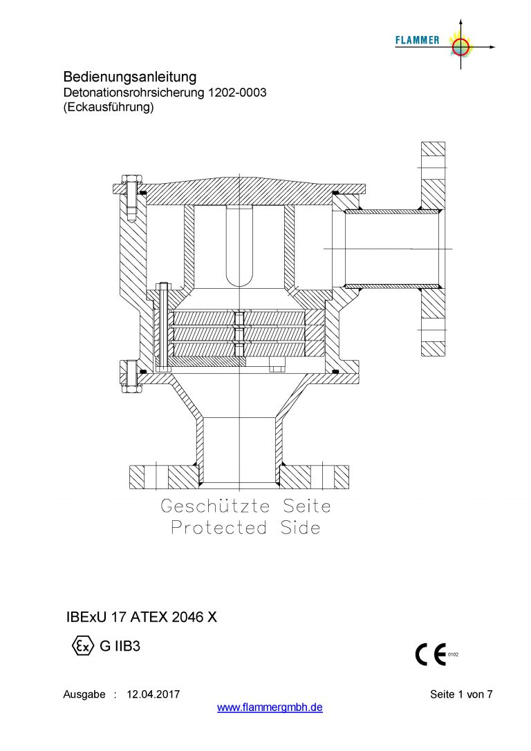 Bedienungsanleitung Detonationsrohrsicherung 1202-0003 Eckausführung