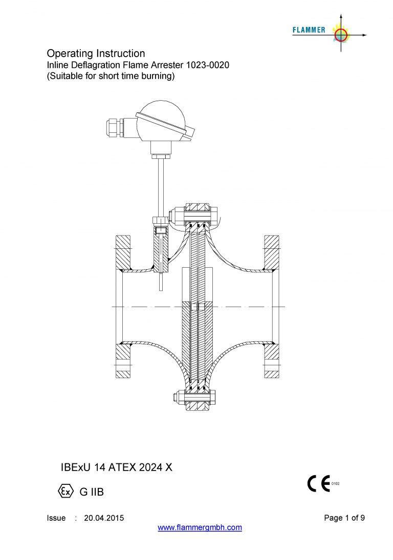 Inline Deflagration Flame Arrester 1023-0020