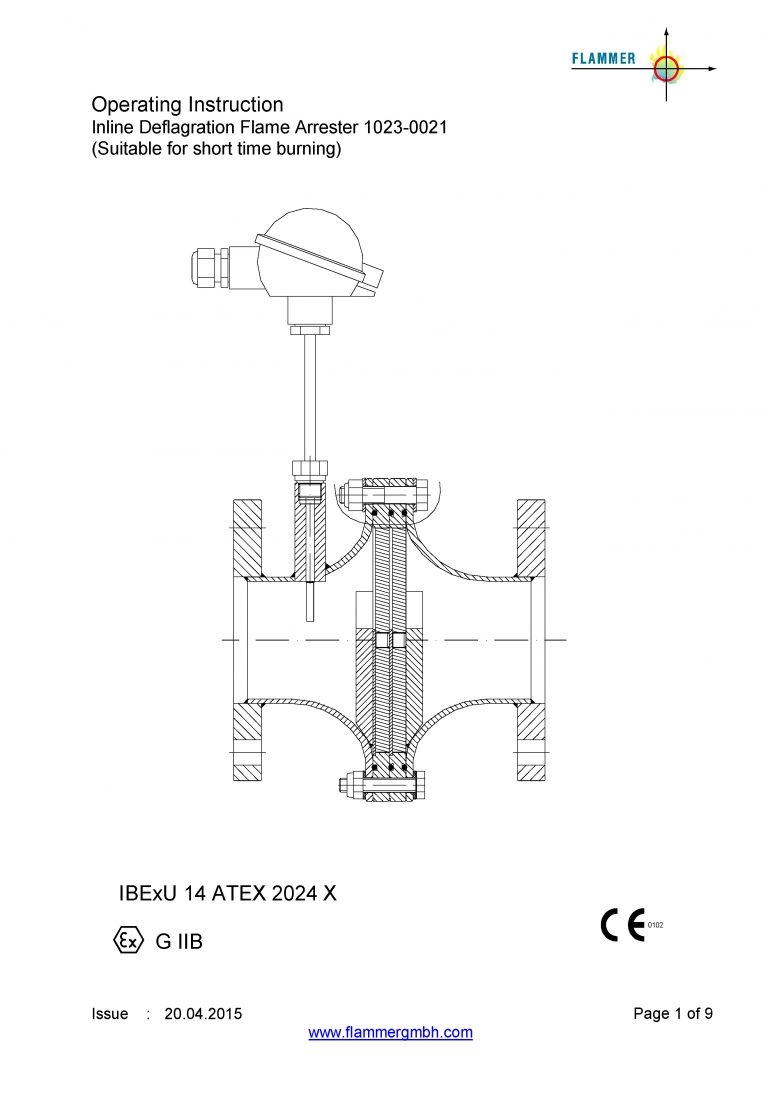 Inline Deflagration Flame Arrester 1023-0021