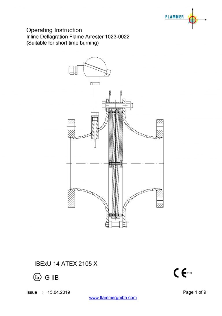 Inline Deflagration Flame Arrester 1023-0022