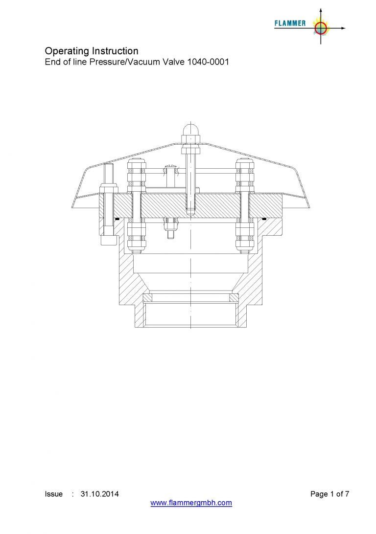 End of line Pressure/Vacuum Valve 1040-0001