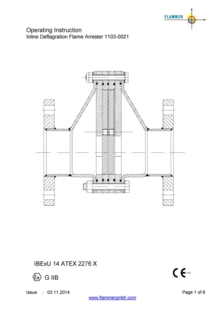 Inline Deflagration Flame Arrester 1103-0021