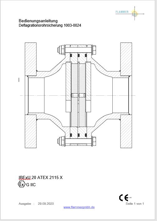 Bedienungsanleitung Deflagrationsrohrsicherung 1003-0024