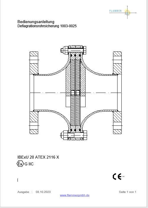 Bedienungsanleitung Deflagrationsrohrsicherung 1003-0025